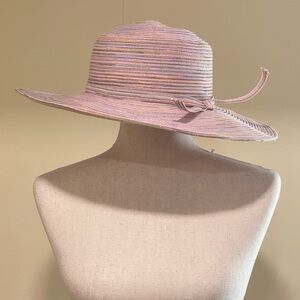 Scala Sun Hat Matching Band Pink Purple Multi  Beach Vacation Summer One Size